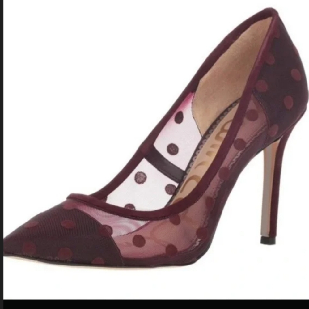 Elegant Burgundy Polka Dot Heels